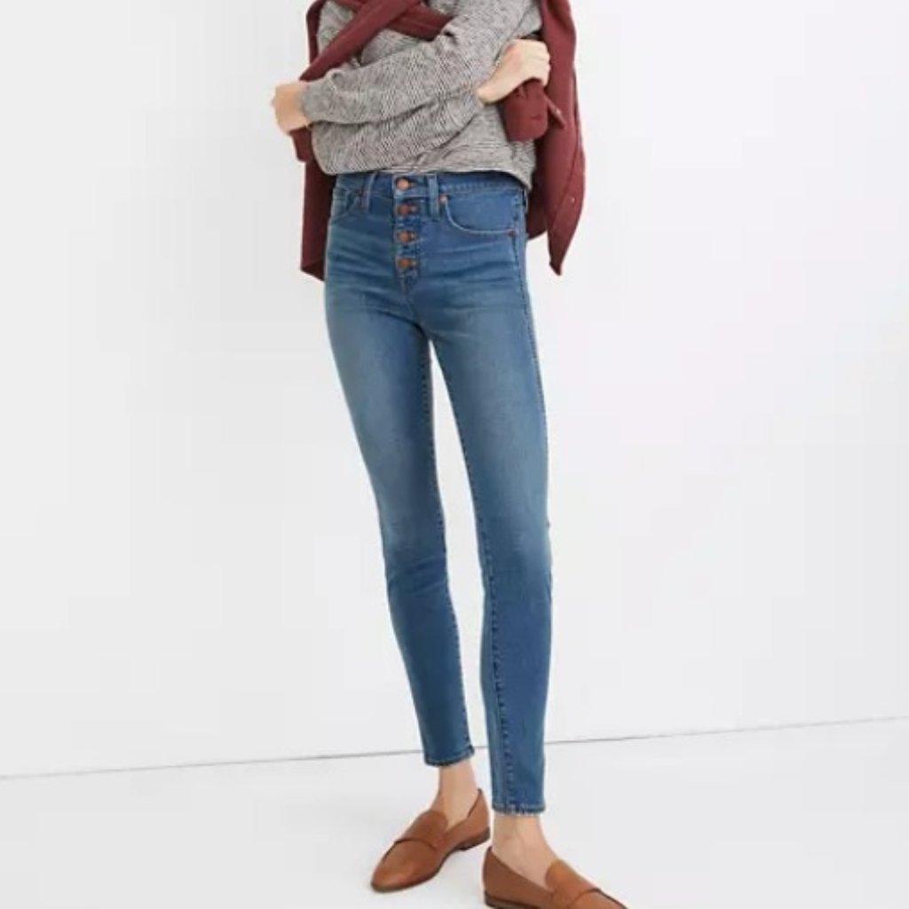 Madewell 10" High-Rise Skinny Jeans In Dewitt Wash: Button-Front Tencel Size 27